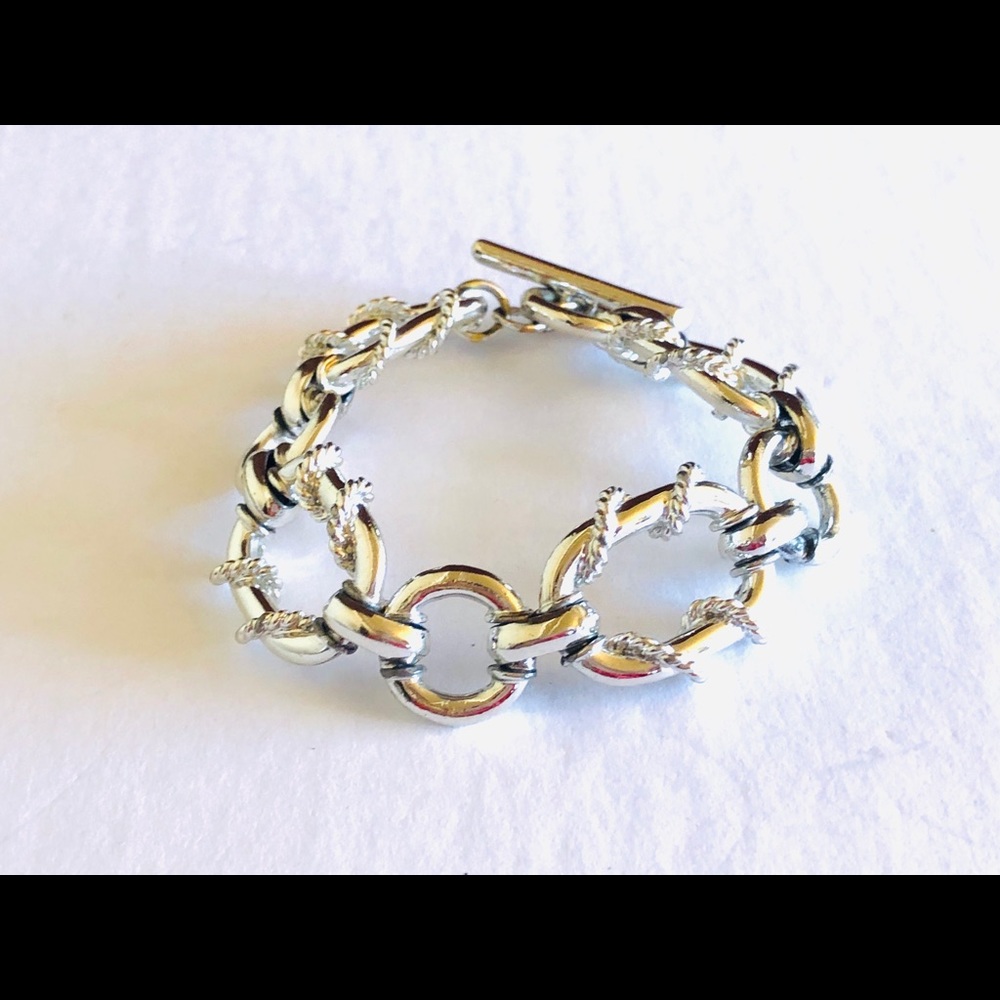 Vintage Chunky Large Silver Chain Rope Bracelet